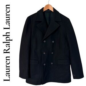 Lauren Ralph Lauren Men's Classic Black Wool Peacoat. 18R=40R Excellent preowned